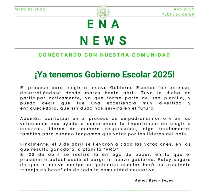 ¡Ya tenemos Gobierno Escolar 2025!